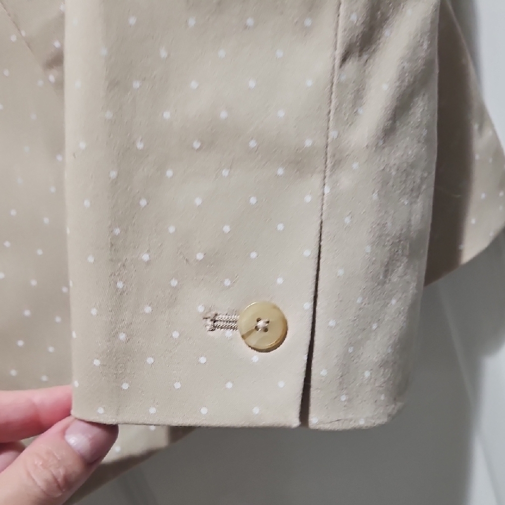 Banana Republic Tan & White Polka Dot Blazer Suit Jacket Womens 12 NEW - Picture 5 of 8